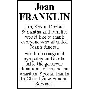 Notice Gallery for FRANKLIN JIM Joan