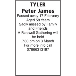 Notice Gallery for JAMES TYLER Peter