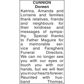 Notice Gallery for DOREEN CUNNION