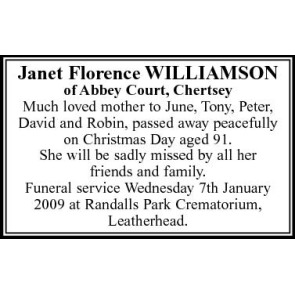 Notice Gallery for FLORENCE Janet