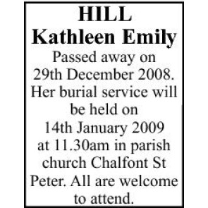 Notice Gallery for KATHLEEN EMILY HILL