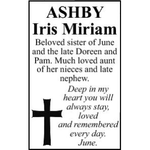 Notice Gallery for IRIS MIRIAM ASHBY