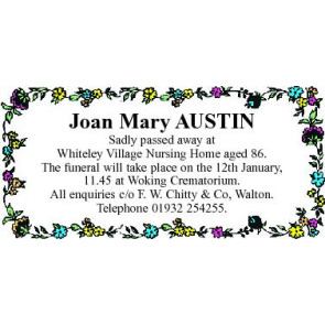 Notice Gallery for MARY AUSTIN Joan