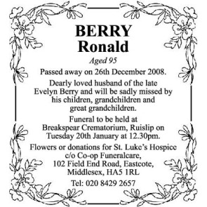 Notice Gallery for RONALD BERRY