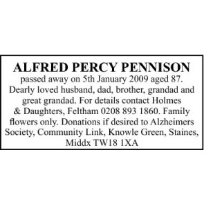 Notice Gallery for PERCY ALFRED