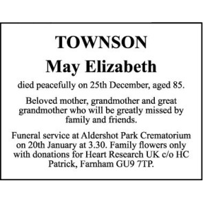 Notice Gallery for MAY TOWNSON