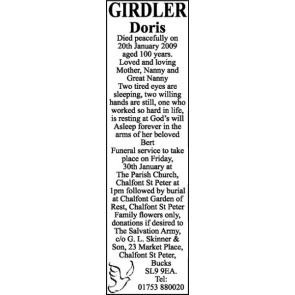 Notice Gallery for DORIS GIRDLER