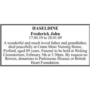 Photo of FREDERICK JOHN HASELDINE