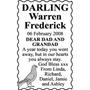 Notice Gallery for WARREN FREDERICK DARLING