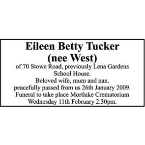 Notice Gallery for BETTY TUCKER Eileen