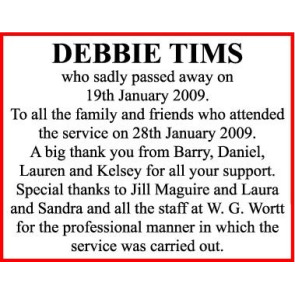 Notice Gallery for DEBBIE