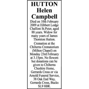 Notice Gallery for HELEN CAMPBELL Hutton