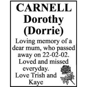 Notice Gallery for DOROTHY CARNELL