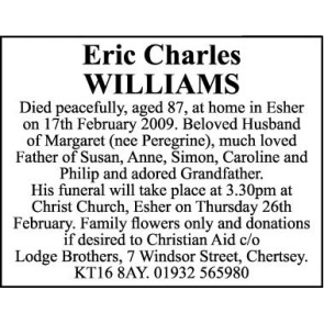Notice Gallery for CHARLES WILLIAMS Eric