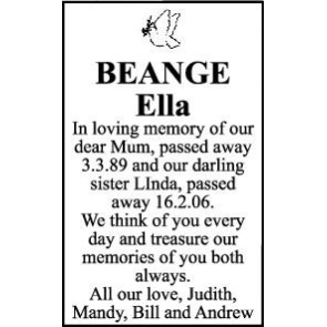 Notice Gallery for ELLA BEANGE