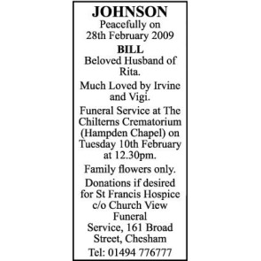 Notice Gallery for BILL JOHNSON
