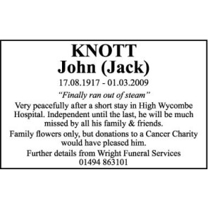 Notice Gallery for JOHN KNOTT