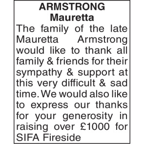Notice Gallery for ARMSTRONG MAURETTA