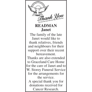 Notice Gallery for JANET READMAN
