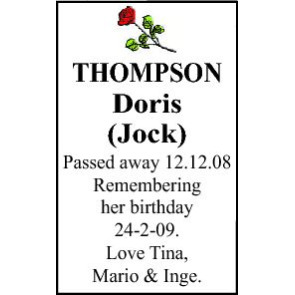 Notice Gallery for DORIS Thompson