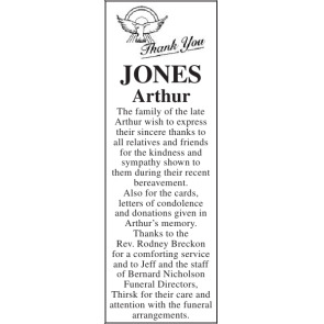 Notice Gallery for ARTHUR JONES