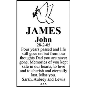Notice Gallery for JOHN JAMES