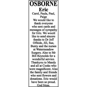 Notice Gallery for ERIC CAROL OSBORNE