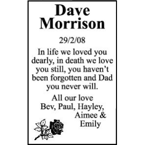 Notice Gallery for MORRISON Dave