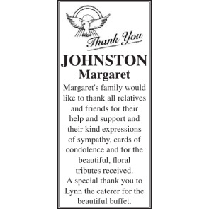 Notice Gallery for MARGARET JOHNSTON