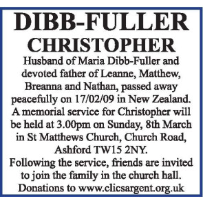 Notice Gallery for CHRISTOPHER Dibb-Fuller