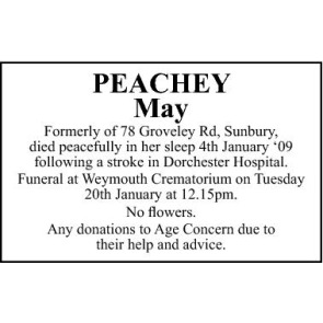 Notice Gallery for MAY PEACHEY