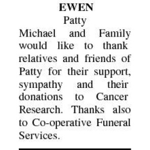 Notice Gallery for PATTY MICHAEL EWEN