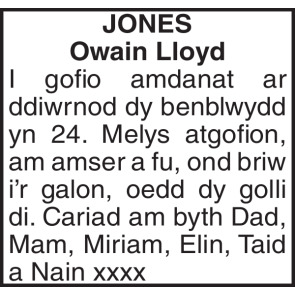 Notice Gallery for OWAIN LLOYD JONES