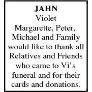 Notice Gallery for VIOLET MARGARETTE JAHN