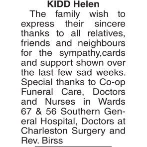 Notice Gallery for HELEN KIDD