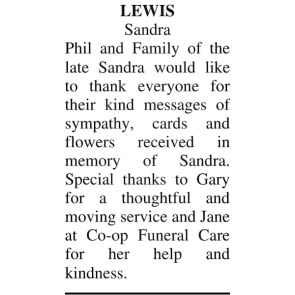 Notice Gallery for SANDRA PHIL LEWIS