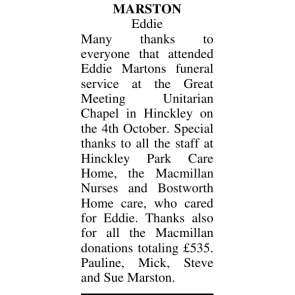 Notice Gallery for EDDIE MARSTON