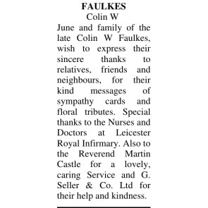 Notice Gallery for COLIN FAULKES
