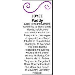 Notice Gallery for JOYCE Paddy