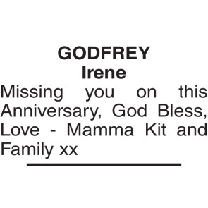 Notice Gallery for Irene GODFREY