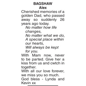 Notice Gallery for Alex BAGSHAW