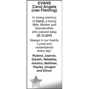 Notice Gallery for Carol Angela EVANS