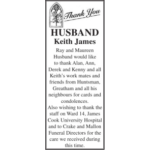Notice Gallery for KEITH JAMES HUSBAND