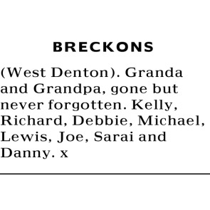 Notice Gallery for WEST DENTON BRECKONS