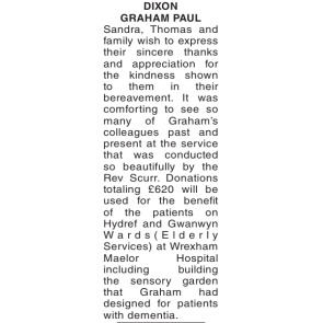 Notice Gallery for DIXON GRAHAM PAUL