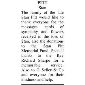 Notice Gallery for STAN PITT