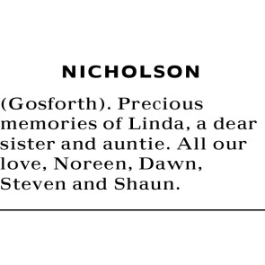 Notice Gallery for LINDA NICHOLSON