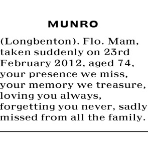 Notice Gallery for FLO MUNRO