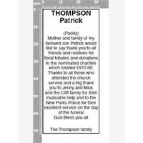 Notice Gallery for Patrick (Paddy) THOMPSON