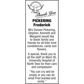 Notice Gallery for FREDERICK PICKERING